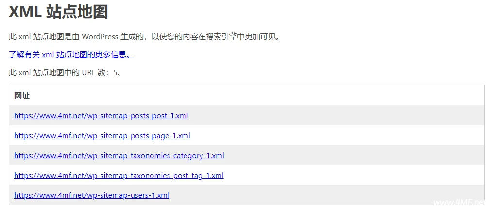 无需任何插件，WordPress 内置 sitemap 功能